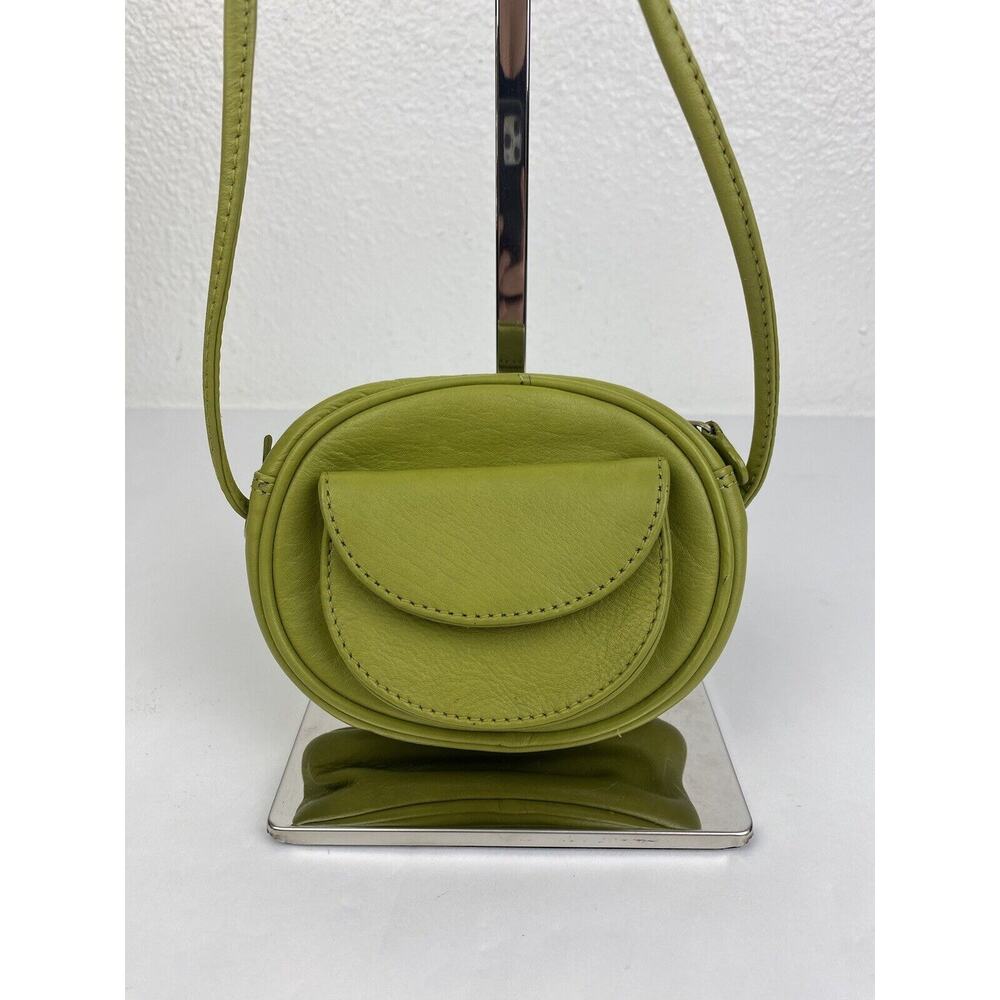 ili New York Green Leather Mini Crossbody Purse Shoulder Bag Leather Zip Flap